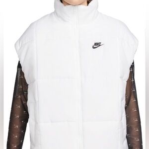 Nike Sportswear Classic Therma-FIT Loose Puffer Vest - White w/Black Swoosh